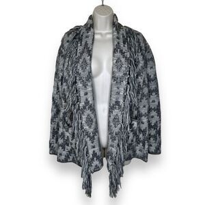 Shyanne Fringe Tassel Open Front Cardigan Sweater Coat Coatigan Women Medium